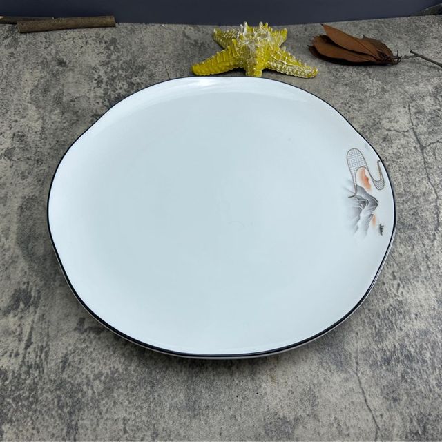 
Steak plate ceramic lace round Western food plate household dish plate shallow plate flat plate dish Western tableware