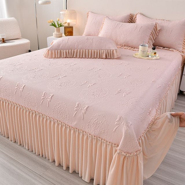 Summer ice silk mat A-class mother-child grade machine-washable iced bean soft mat gradient bed skirt mat 2025 new