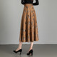 Printed skirt for women Spring and Autumn 2025 new high-waisted A-line skirt mid-length versatile slim large-size hip umbrella skirt
