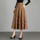 Printed skirt for women Spring and Autumn 2025 new high-waisted A-line skirt mid-length versatile slim large-size hip umbrella skirt
