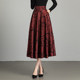 Printed skirt for women Spring and Autumn 2025 new high-waisted A-line skirt mid-length large swaying and slim pleated skirt umbrella skirt