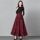 2025 spring and autumn new retro printed long skirt for women high waist large dancing skirt for women large size skirt
