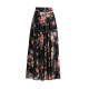 2025 new summer versatile floral chiffon skirt long skirt A-line large size high waist large mid-length women's skirt
