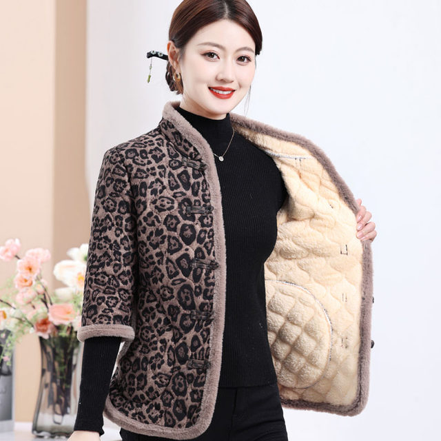 Mom wears cotton coat, short-sleeved cotton vest for women in winter, plus velvet thickened warm half-sleeved cotton jacket, middle-aged and elderly horse clip