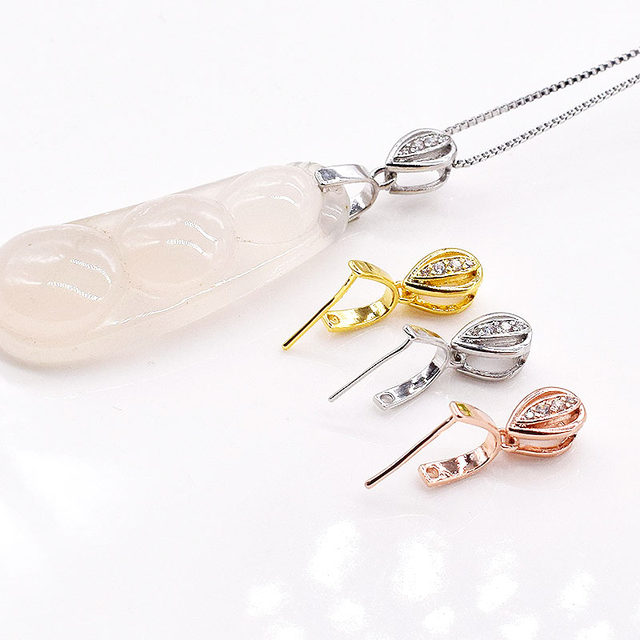 Melon seed buckle long needle jade pendant clip buckle DIY jade jade buckle head plated 24K gold necklace Ruyi copper coin pendant clip buckle