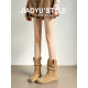 Cowhide version ~ Jiaoyu Brown Boots Women's Pleated Stack Boots 2025 New Maillard Birken Western Denim Boots