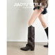 Genuine leather~Jiaoyu hot girl style slim trouser boots for women 2025 high-end pointed toe no-knee knight boots long boots