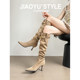 Genuine leather ~ Jiaoyu pointed toe slender boots for women, pile boots, belt buckle, pleated high-heeled boots, slim boots
