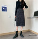 Retro leopard print elastic waist mid-length skirt autumn and winter new high-waisted large size A-line slit hip-packing one-step skirt