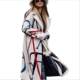 New autumn large-size women's clothing European and American style casual loose slim printed windbreaker lapel woolen coat coat
