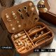 Maillard Large Capacity Jewelry Retro Brown Portable Double-Level Earring Ring Necklace Jewelry Storage Box
