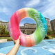 Swimming ring adult thickened lifebuoy for boys and girls anti-rollover rainbow floating ring for beginners baby adult armpit ring