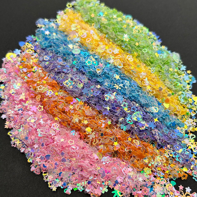 Solid color bottled colored PVC gold glitter plastic sheet handmade diy cream glue filler nail art material