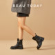 BeauToday thick-soled thick-heeled knight boots for women 2025 new spring British style Martin boots leather short boots