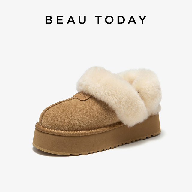 BeauToday Teddy series thick-soled snow boots for women in spring warm cotton shoes for women wearing outer hair tow to increase height BT