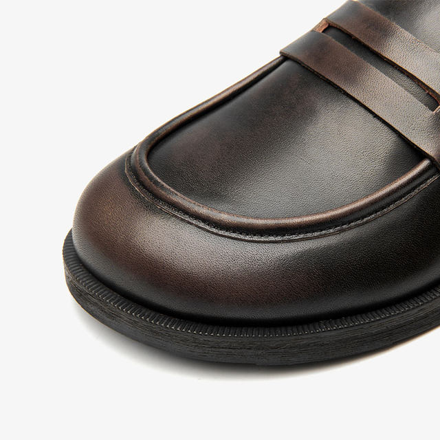 BeauToday genuine leather loafers for women in spring new BT British style leather shoes for women flat single shoes for women shallow mouth