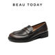 BeauToday genuine leather loafers for women in spring new BT British style leather shoes for women flat single shoes for women shallow mouth