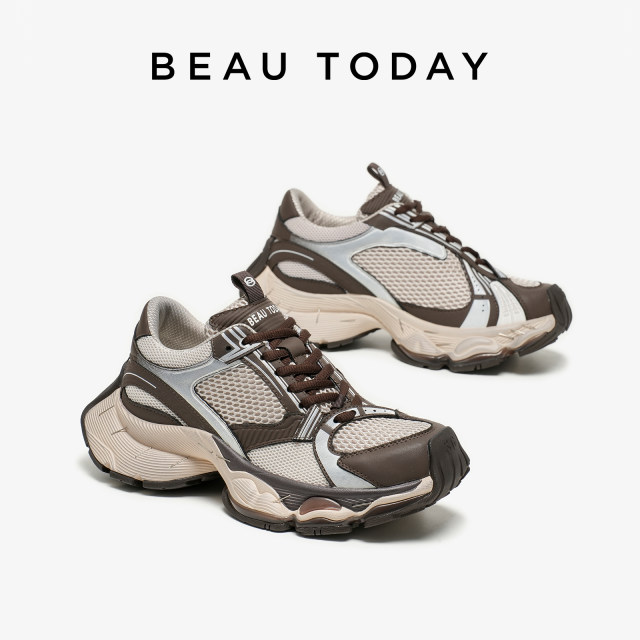 BeauToday Lava Cocoa Thick Sole Daddy Shoes Women's 2025 New Sports and Leisure Shoes Retro Height Enhancement Shoes