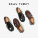 BeauToday genuine leather loafers for women new summer retro oxford shoes thick heel BT thick sole Mengke shoes women's shoes