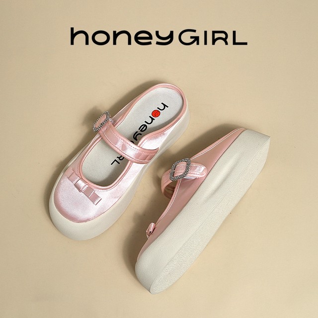 honeyGIRL half slippers for women 2025 summer new cross-section thick-soled toe shoes breathable casual and versatile single shoes