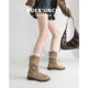 Sheepskin version! Inner heightened boots for women 2025 new Maillard retro rough heel folds piled western Martin boots