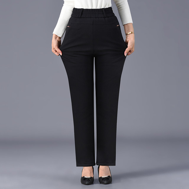 Winter silk cotton pants for the elderly, women's velvet thickened granny pants, high elastic outer wear, middle-aged and elderly knee pads and warm pants
