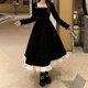 Large size fat mm sweet Christmas atmosphere sequin velvet waist dress for women in autumn and winter slim princess puffy skirt