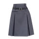 College style pleated skirt for women in summer large size fat mm retro gray A-line midskirt design temperament suit skirt