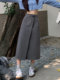 Fat MM irregular skirt, long skirt, large -size solid color pocket work style suit, suit skirt covering thin A -line skirt autumn