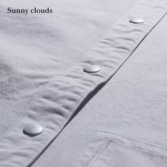 New products for spring Sunny clouds cotton shoulder-off loose jacket style shirt grey jacket
