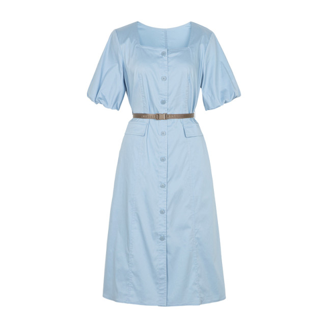xg Xue Ge Square Neck Short Sleeve Dress Women's 2024 Summer New Commuting Casual Mid-Long Skirt XJ204044A521