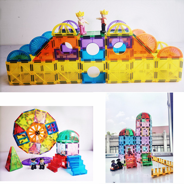 
Colored window special-shaped magnetic sheets and loose sheets are replenished with large fan-shaped magnetic crane long arm truck assembly building blocks