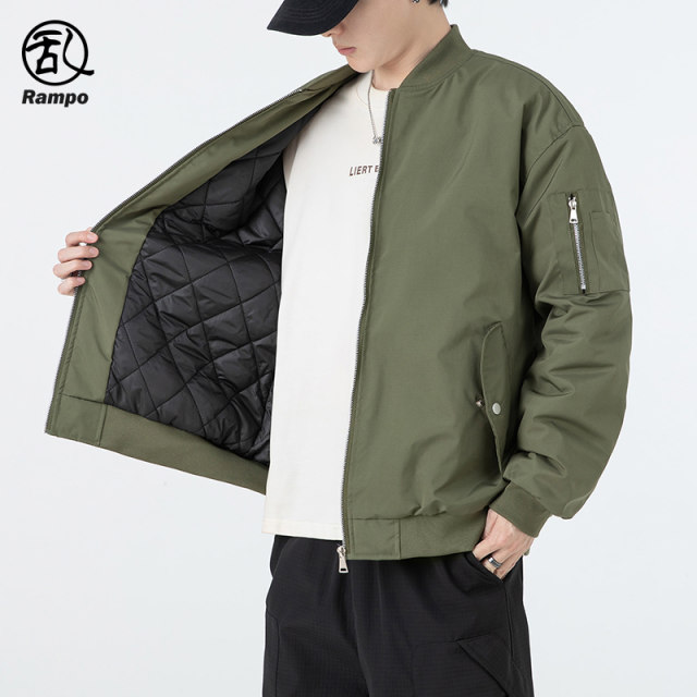 Ranbue bomber jacket men's winter couple American workwear casual cotton thickened warm baseball uniform