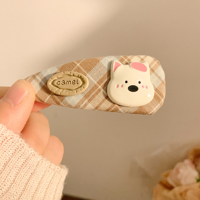 Cute puppy bow fabric hairpin female high-end side clip side bangs broken hair BB clip hairpin headwear