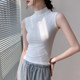Half turtleneck sleeveless vest for women 2025 early autumn new solid color slim fit inner top with matching shirt