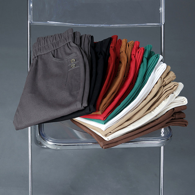 Mom's velvet trousers, middle-aged women's spring and autumn straight pants, middle-aged and elderly women's trousers, cotton high-waisted casual pants