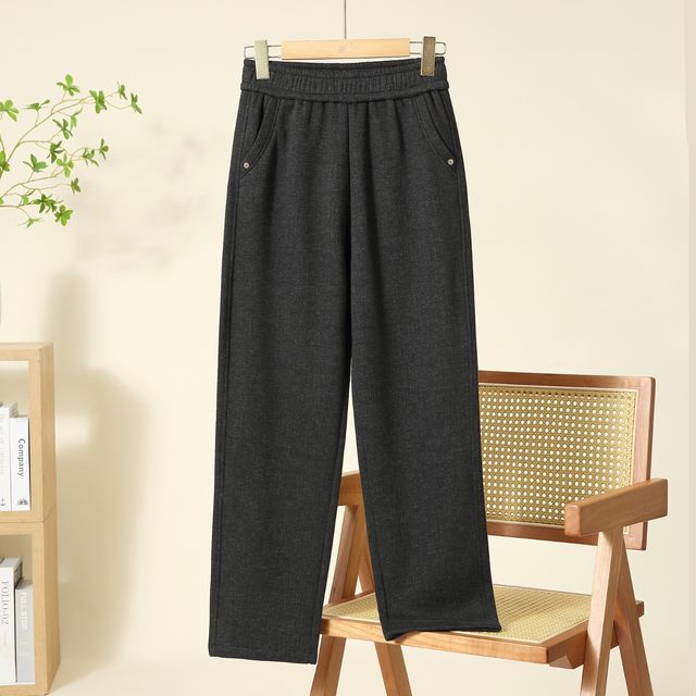 Middle-aged and elderly pants for women in autumn clothes, spring and autumn plus velvet thickened casual pants, mother-in-law, grandma, straight pants, mother warm trousers