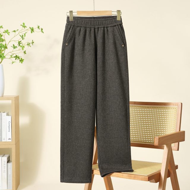 Middle-aged and elderly pants for women in autumn clothes, spring and autumn plus velvet thickened casual pants, mother-in-law, grandma, straight pants, mother warm trousers