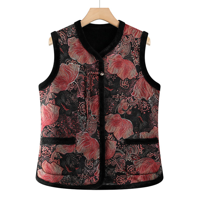 Grandma's new vest middle-aged and elderly women in autumn and winter thin velvet wearing mother horse clip old lady vest old man clothes