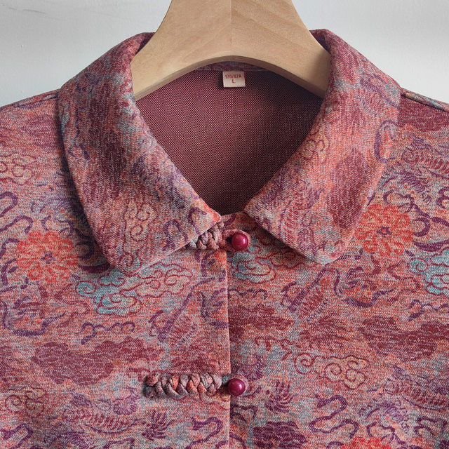 Middle-aged and elderly women's autumn clothes long-sleeved shirt middle-aged mother spring and autumn shirt elderly thin coat women's grandma