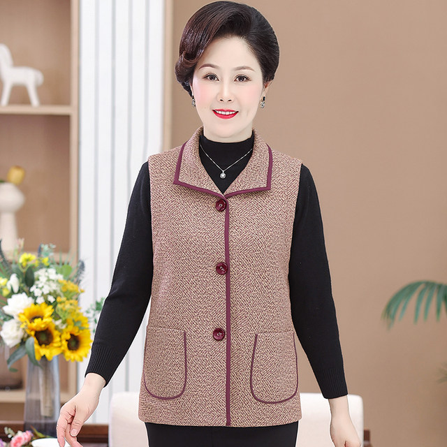 2025 New Middle-aged and Elderly Women's Spring and Autumn Vests Mother's Autumn Vests Vests Old Lady Thin Coats