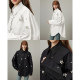 dfvc black cotton long-sleeved shirt for women in spring 2025 new beads loose slimming mid-length shirt
