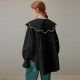 dfvc black French doll collar long sleeve shirt for women for spring 2025 new petal sleeves loose cotton top thin