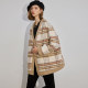 dfvc fashion wool short plaid wool coat for women 2025 winter new V-neck loose wool coat