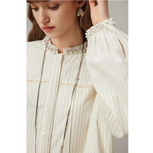 dfvc casual cotton shirt dress for women 2025 spring new striped spliced ​​belt loose doll skirt