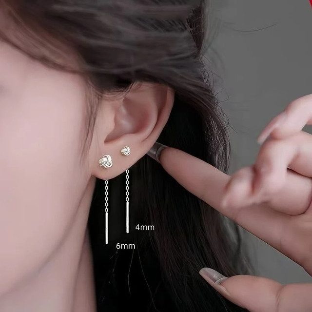 
Ruyi knot tassel ear wire light luxury temperament high-end sense long earrings no need to remove earrings