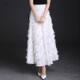 2025 summer new chiffon high-waisted versatile fairy sweet puffy tassel A-line skirt skirt large size long skirt