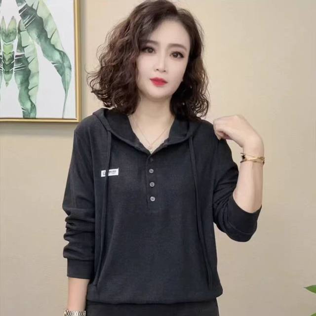 2025 new hooded sweatshirt, slimming, spring and autumn new long-sleeved, fashionable, loose, flesh-covering casual top, fashionable bottoming