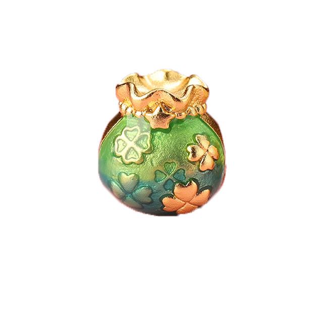 Color-preserving sand gold lucky bag separated by beads bracelet for men and women diy handmade money bag bracelet four-leaf clover copper gold-plated accessories