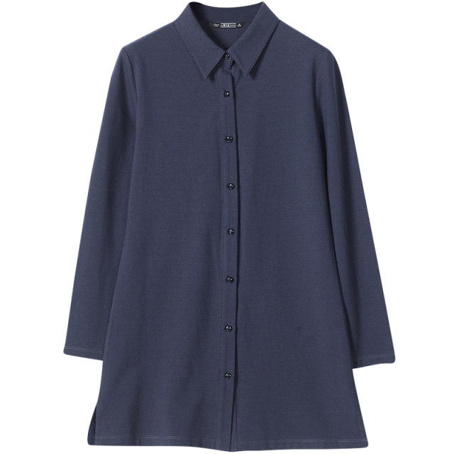 Mid -long shirt female covers her ass, fashion spring and autumn new cardigan, wearing a shirt outside Modal long sleeve top
